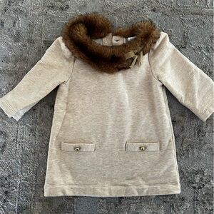 Janie and Jack Cream Dress with Brown Collar